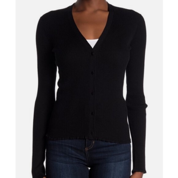 Vince Sweaters - NWT VINCE. Black Ribbed V-Neck Cardigan Sweater XS